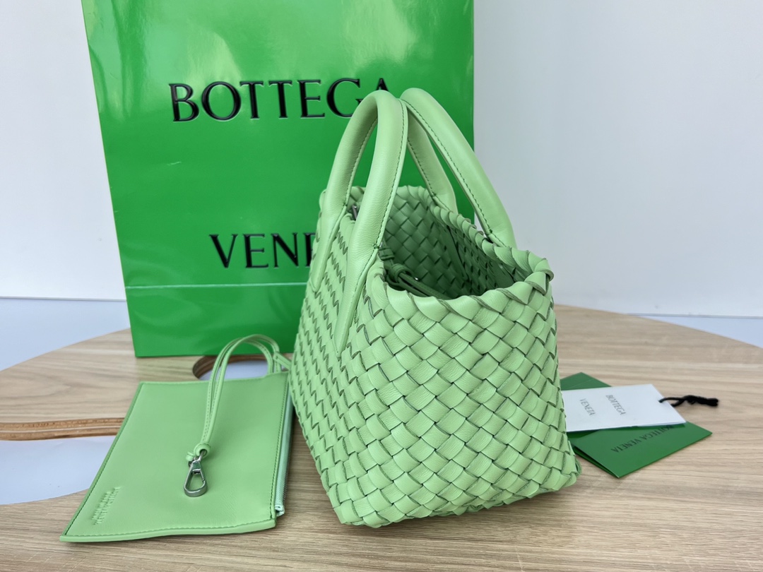 Mini Cabat Intreccio Leather Tote Apple Green